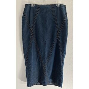 Vintage Denim Maxi Skirt Womens XL  Retro 90's Western Festival Boho Euestrian